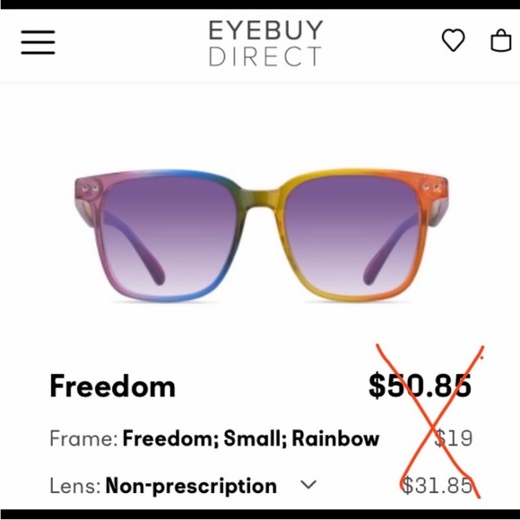 🌈Rainbow sunglasses. Light purple tint. Never worn. - Picture 1 of 5